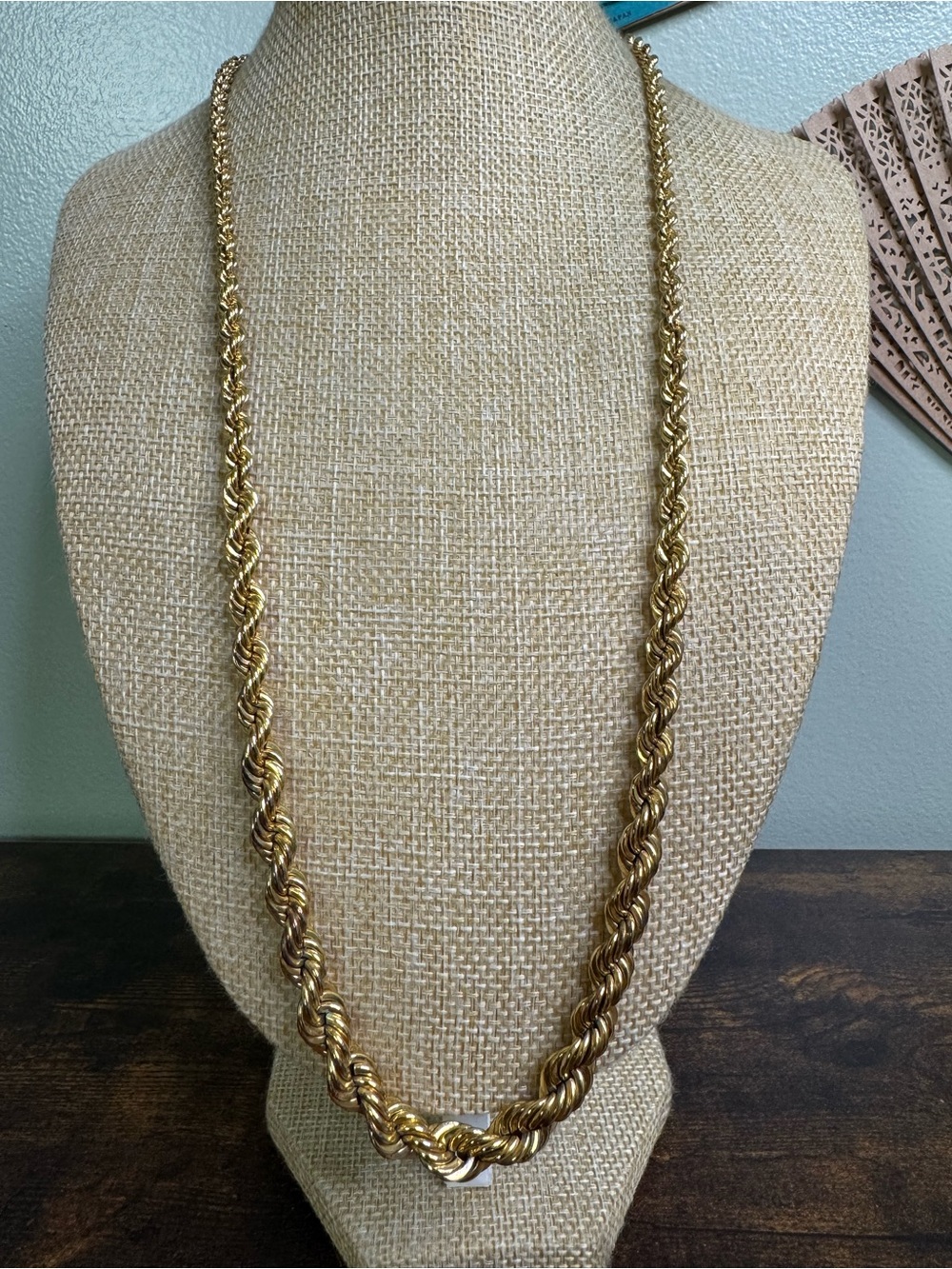 Monet Gold Plated Twisted Rope Graduated Chain Necklace As Is